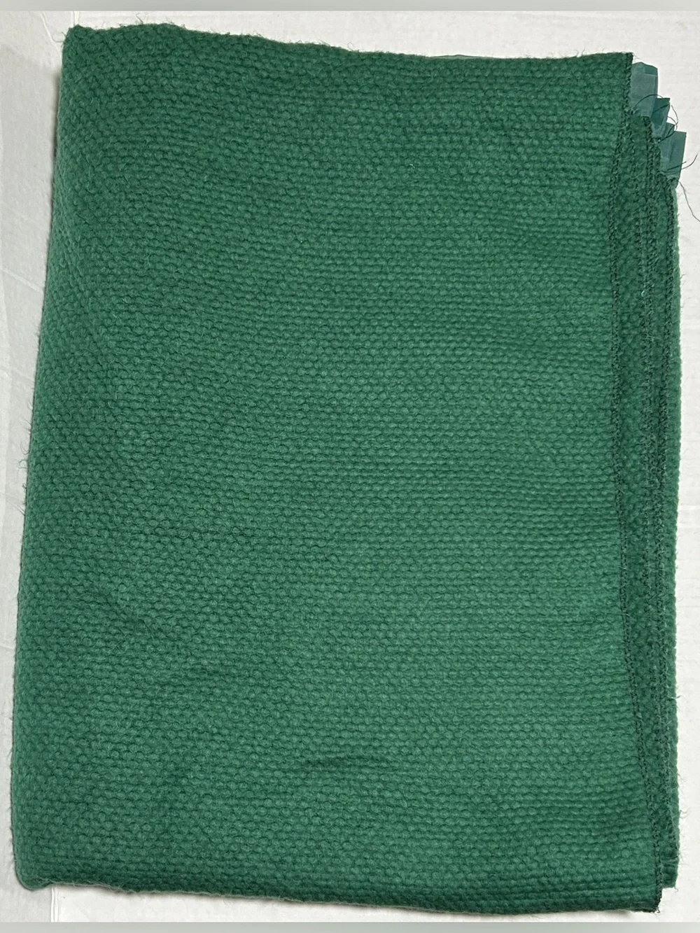 Vintage Emerald Green Textured Throw Blanket with Satin Trim